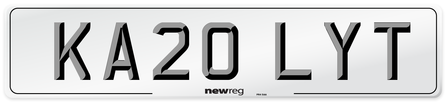 KA20 LYT Number Plate from New Reg